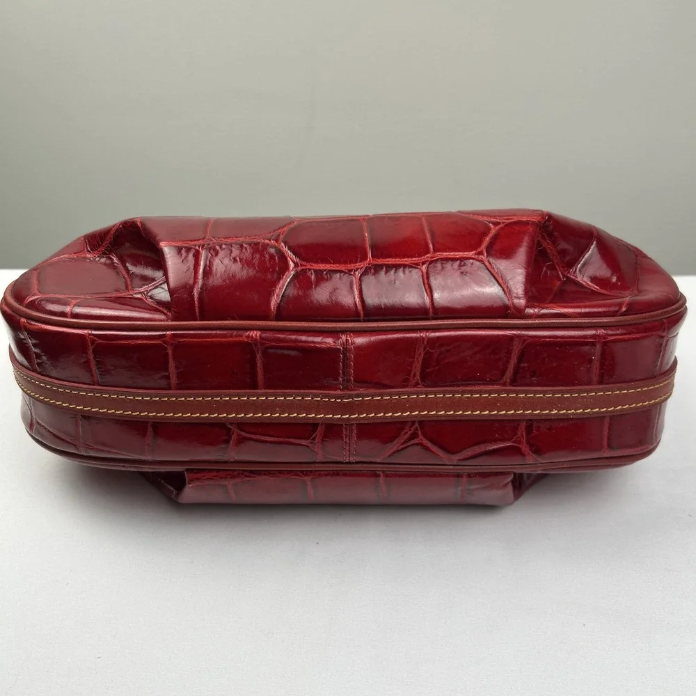 Dooney & Bourke Bag Collins Red Hobo Croc Embossed Leather 1C790 RD Purse